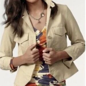 CAbi Chamois Peplum Utility Jacket Large Khaki #892